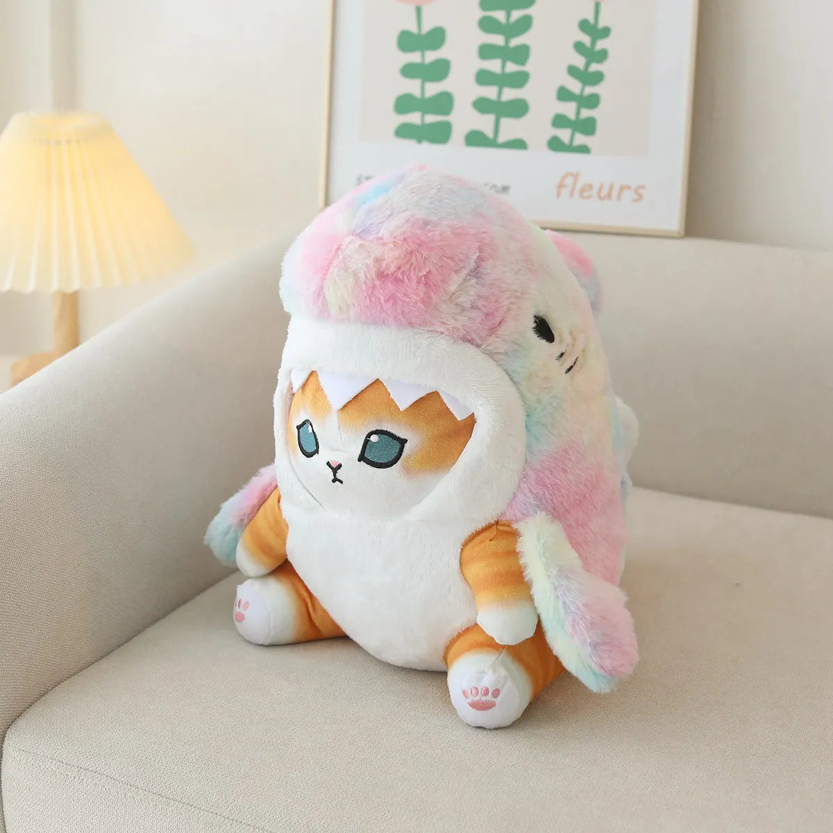 22/33/55cm Cat Shark Kawaii Room Decoration Cartoon Toys For Children Huggable Pillow Christmas Gift Sofa Cushion
