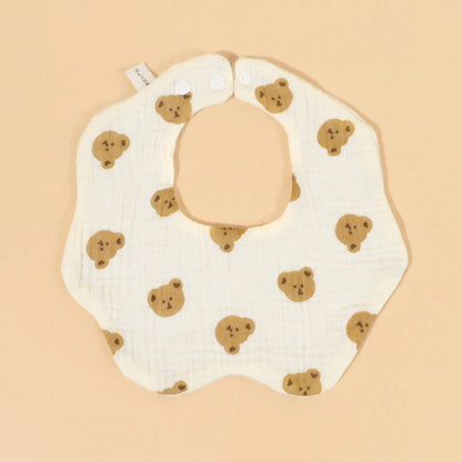 Wholesale Pure Cotton Printed Six-layer 360 Rotatable Baby Feeding Bibs Toddler Saliva Towel Infant Gauze Baby Bib