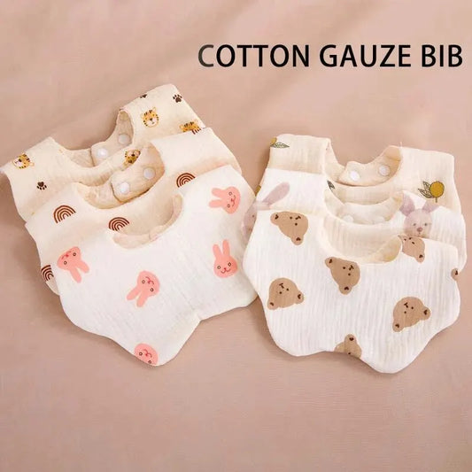 Wholesale Pure Cotton Printed Six-layer 360 Rotatable Baby Feeding Bibs Toddler Saliva Towel Infant Gauze Baby Bib