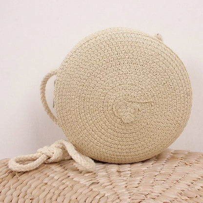 Baby Girl Fashion Casual Solid Straw Shoulder Bags Backpack Accessories Kids Coin Purse Kids Children Cute Round Messenger Bag