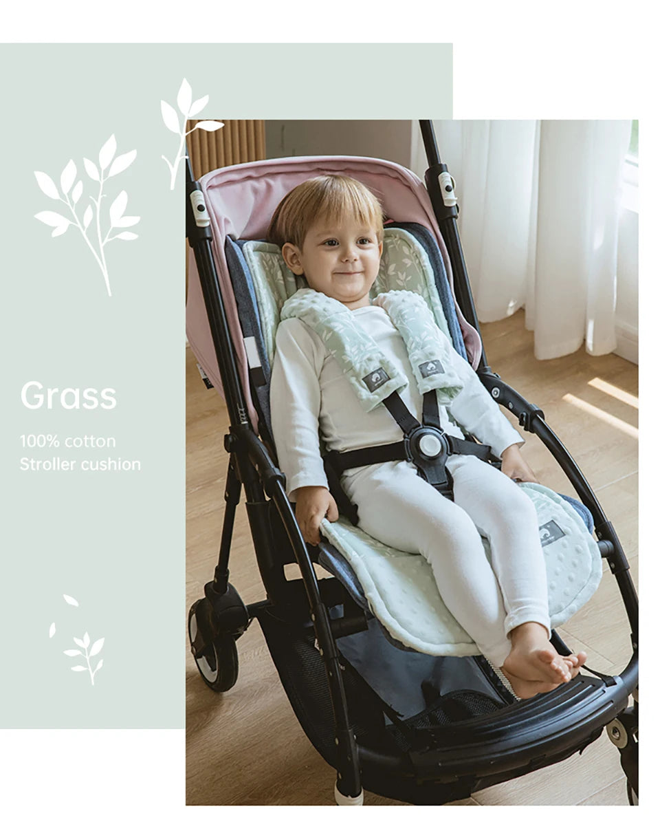 Stroller Cushion & Seat Belt Cover 2Pcs/Set Universal Baby Pram Seat Pad Soft Kids Pushchair Car Mat Stroller Accessories