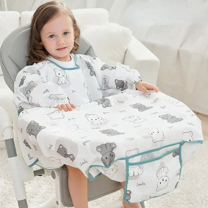 Baby Bibs Baby Coverall Dining Chair One-piece Waterproof Anti-dirty Bib Baby Eating Fedding Bib Apron Kids Feeding Burp Cloth