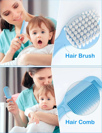 Baby Care Essentials Set Nail Clippers Newborn Nursery Care Kit HairBrush Comb Baby Healthcare Grooming Kit for Newborn Girl Boy