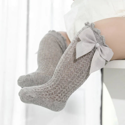 1/3Pairs Baby Girl Socks Toddler Big Bow Cotton Summer Mesh Infant Knee Socks Newborn Long Princess Socks For Girls 0-24Month
