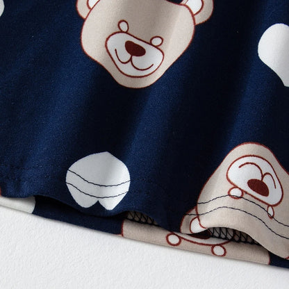 2-piece 2024 new autumn children's cute bear long-sleeved trousers suit boy leisure and comfortable home cover girl Joker pajama