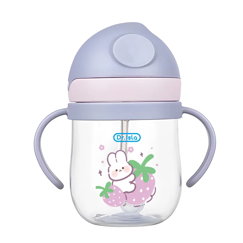 250ml Baby Feeding Cup with Straw Children Learn Feeding Drinking Bottle Animal Design Kids Training Cup with Straw BPA Free