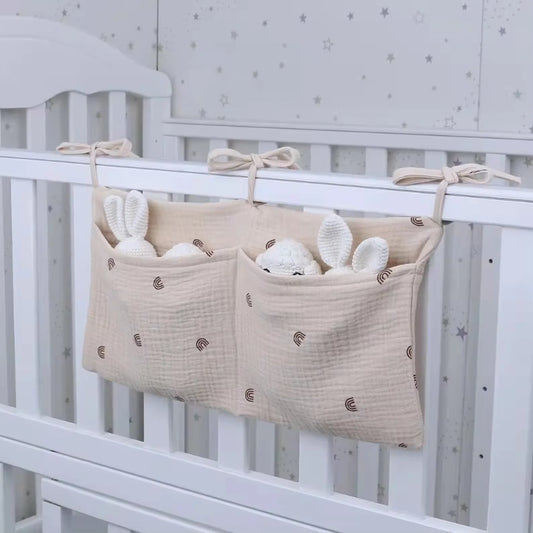 Baby bedside dual-pocket storage bag Portable diaper storage bag Newborn bedside multi-functional storage bag cute
