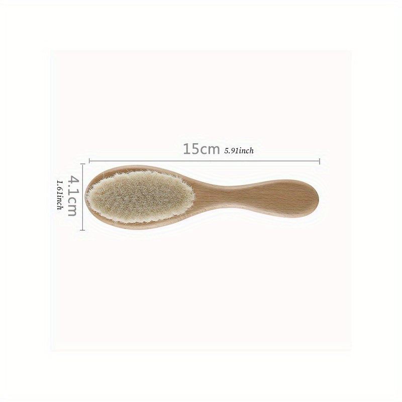Baby Hair Brush With Wooden Handle And Super Soft Pure Natural Wool Bristles For Newborns & Toddlers Infant Comb Head Massager