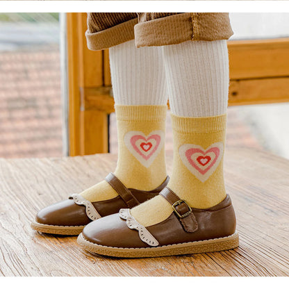 5 pairs of children's mid tube socks, spring and autumn adhesive point floor socks, playground anti slip socks, trampoline socks