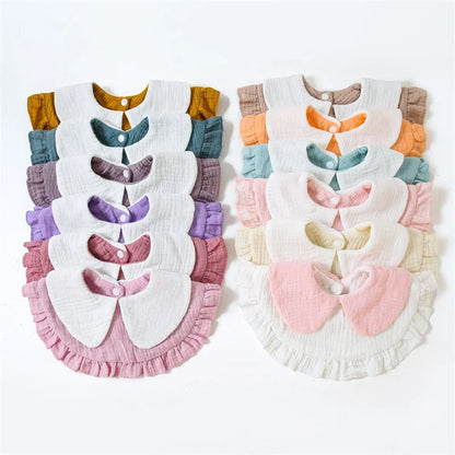 Newborn Baby Baby Stuff Items Gauze Bibs 4 Layer Pure Cotton 360 Degree Round Solid Color Infant Burp Cloth Apron Children Gifts