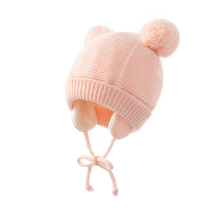 Winter Baby Stuff Hat for Boy Girls Accessories Knited Cap Kids Hat Fleece Warm Gloves Thick Winter Ear Kids Hat Baby Bonnet