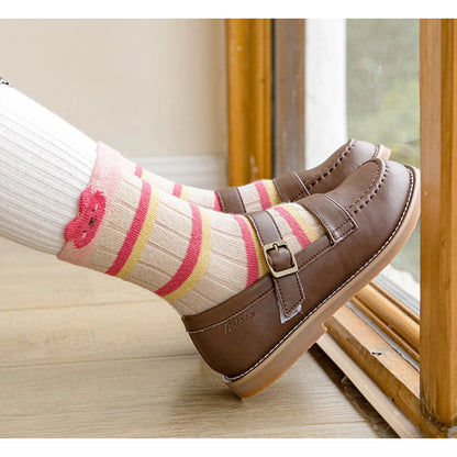 5 pairs of children's mid tube socks, spring and autumn adhesive point floor socks, playground anti slip socks, trampoline socks