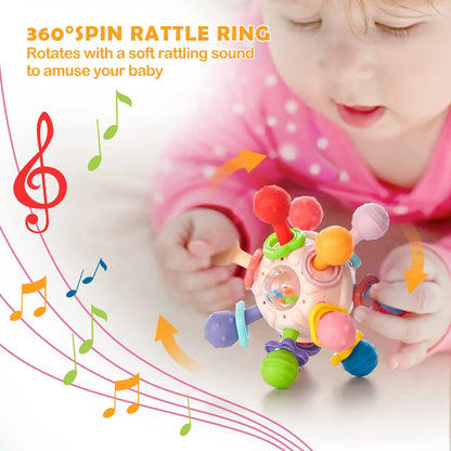 Montessori Baby Teething Toys Sensory Chew Teething Ball Rattle Grasping Activities Babies Toys for 0-18 Months Girls Boys Gifts