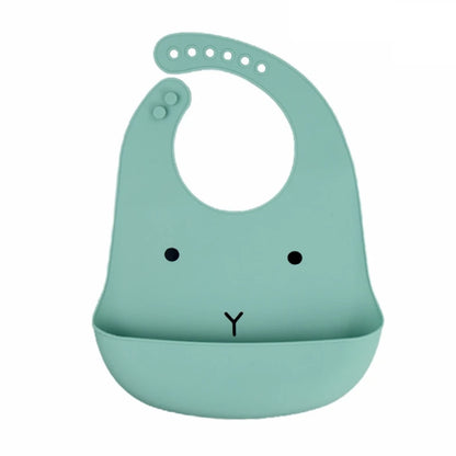 Cartoon Waterproof Soft Silicone Baby Bibs Adjustable Toddler Feeding Food Catcher Roll up Pocket Feeding Stuff Apron
