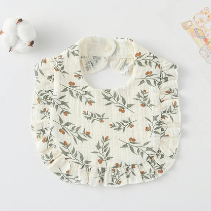 3pcs Children Bib Set Cotton Muslin Toddler Baby Comfort Saliva Dorp Shape Towel Solid With Button Kid Bibs