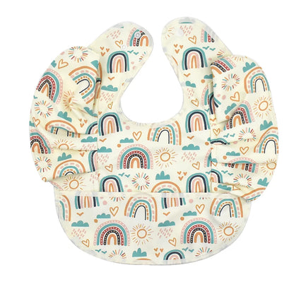 INS Nordic Style Baby Bibs Waterproof Short Sleeve with Pocket Feeding Waterproof Bib Easy Clean Cute Elephant Bibs Soft PU