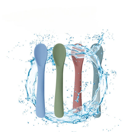 Food Grade Silicone Small Curved Spoon Baby Food Spoon Children Tableware Feeding Soft Spoon