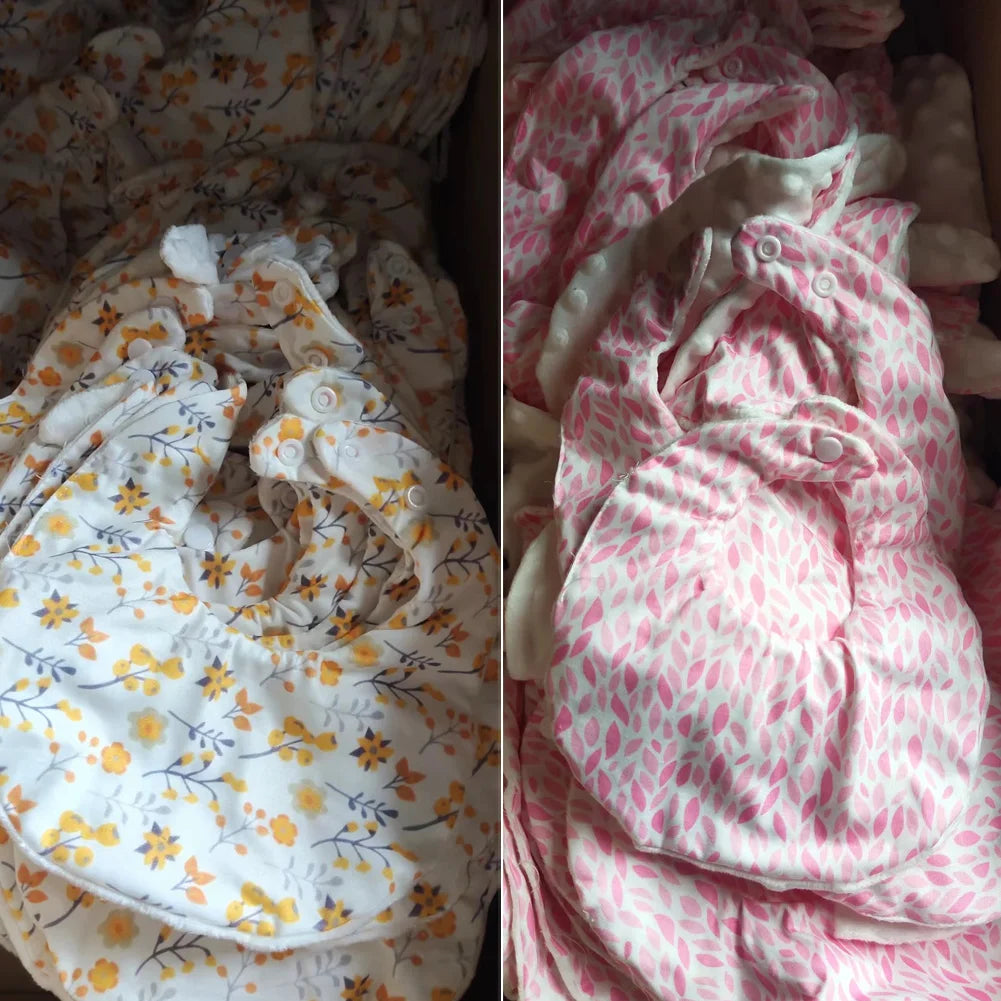 Flower Print Baby Bib Stuff Cotton Adjustable Snap Bandana Scarf for Kids Newborn Boys Girls Feeding Saliva Towel Burp Cloth