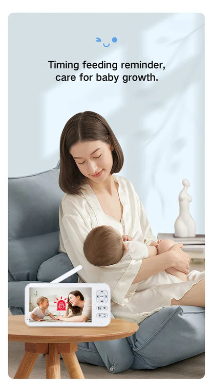 TUYA 5 Inch Video Baby Monitor with Camera PTZ Zoom 3MP Babyphone Cam Security Protection Surveillance Cam Temperature Sensor