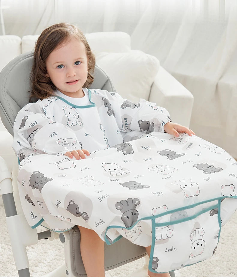 Baby Bibs Baby Coverall Dining Chair One-piece Waterproof Anti-dirty Bib Baby Eating Fedding Bib Apron Kids Feeding Burp Cloth