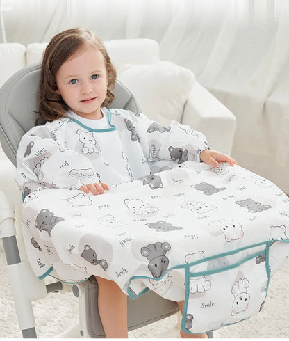 Baby Bibs Baby Coverall Dining Chair One-piece Waterproof Anti-dirty Bib Baby Eating Fedding Bib Apron Kids Feeding Burp Cloth