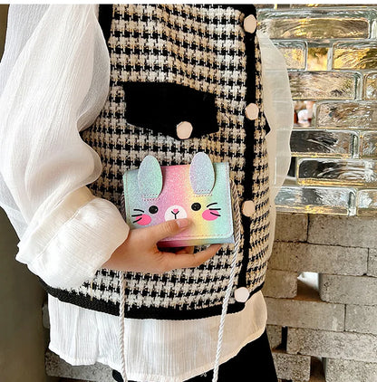 Mini Crossbody Bag for Children Cute Cartoon Cat Baby Girls Shoulder Bags PU Leather Boys Kids Small Coin Purse Handbags Wallet