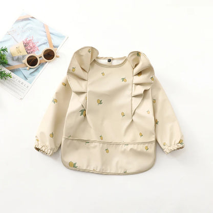 Baby Feeding Bibs Angel Wings Kids Waterproof Long Sleeve Art Smock Baby Stuff Anti-dirty Dinning Apron with Pocket for Newborn
