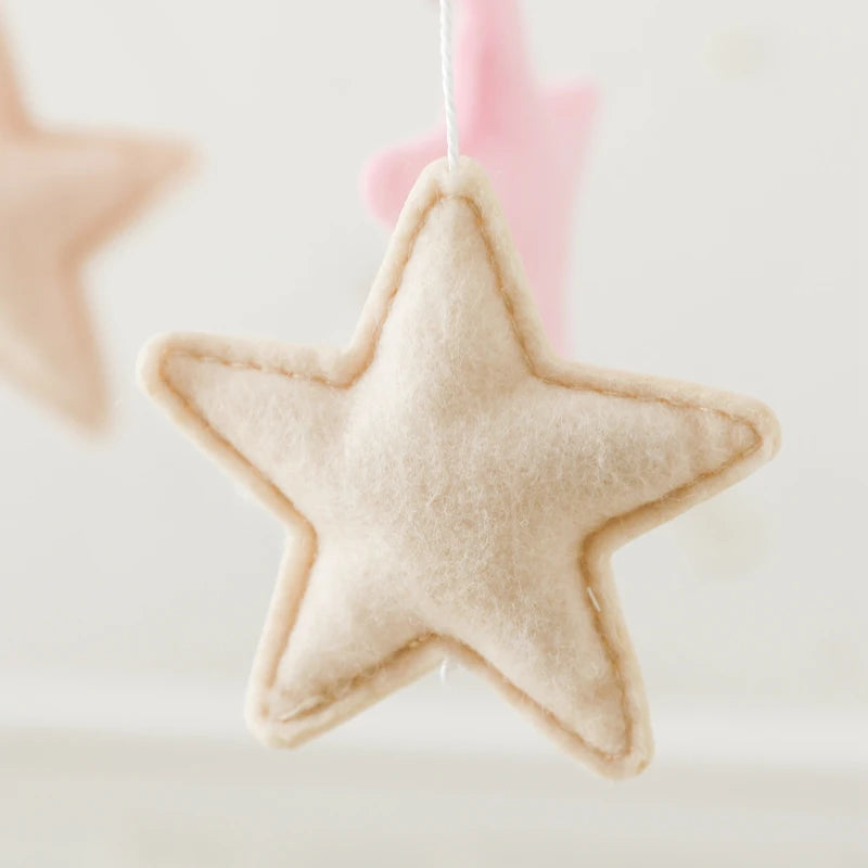 Crib Mobile Baby Wooden Bed Bell Baby Rattles Soft Felt Cartoon Bear Toys Hanger Crib Mobile Bed Bell Wood Toy Bracket Kid Gifts