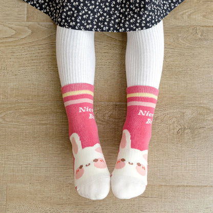 5 pairs of children's mid tube socks, spring and autumn adhesive point floor socks, playground anti slip socks, trampoline socks