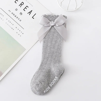 Red Bow Tie Knee High Tube Socks Girls' Christmas Stockings Infants Toddlers Soft Cotton Children Non Slip Floor Socks Baby Gift