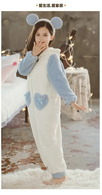 Sanrioed Plush Anime Cinnamoroll Winter Flannel Kids Rompers Girl Boy Toddler Jumpsuit Infant Clothes Pyjamas Kid Overalls Gift