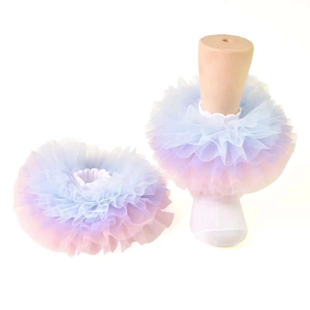 Girls Ruffle Socks Large Ruffled Edge Lace Trimmed Cotton Socks Small/Large Child