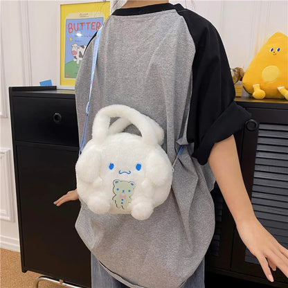 New Cartoon Sanrio Plush Bag Ins Versatile Kuromi Doll Doll Bag Cute Girl Handheld Small Bag