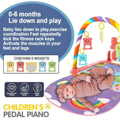 Children's pedal piano education early education music fitness baby music fitness equipment toy light crawling mat