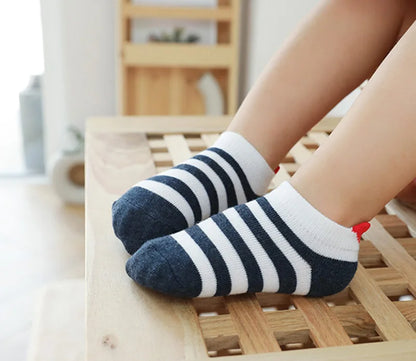 5Pairs/lot 0-12Y Cute Lovely Short Baby Socks Children Sock Red Heart Girls Cotton Mesh Cute Newborn Boy Toddler White Sock