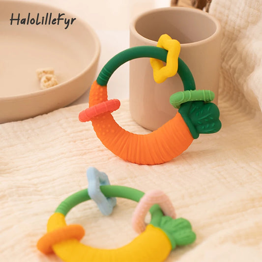 Food Grade Baby Silicone Teethers BPA Free Cartoon Carrot Infant Teething Chew Toys for Boys Girls Shower Gift Baby Accessories