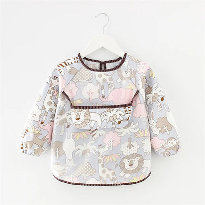 Newborn Baby Bibs Blouse Waterproof Long-sleeved Reverse Dressing Infant Eating Clothes Apron Bib Protective Clothing 0-2Years
