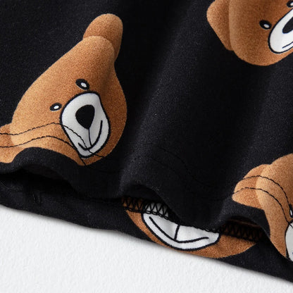 2-piece 2024 new autumn children's cute bear long-sleeved trousers suit boy leisure and comfortable home cover girl Joker pajama