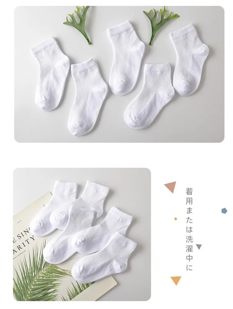 5 Pairs/Lot Children Cotton Socks Boy Girl Baby Fashion Solid Wild Soft Breathable For 1-12 Years Summer Kids Casual Mesh Socks