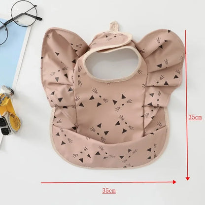 Waterproof Baby Bibs Cartoon Girl Boy Infant Meals Bib Anti-dirty Saliva Bibs with Angel Wings Baby Feeding Stuff Children Smock