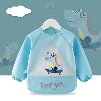 Baby Food Overalls Waterproof Children's Bibs Boys And Girls Drool Towel Four Seasons Long Sleeve No-Wash Apron