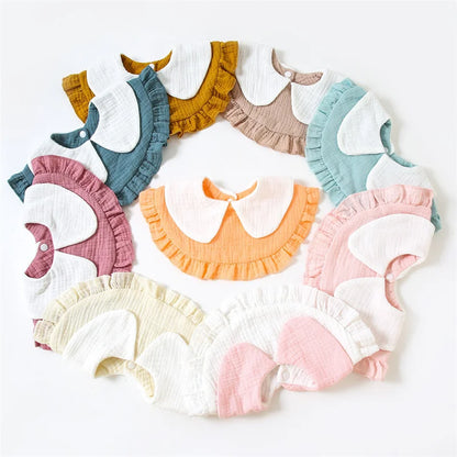 Newborn Baby Baby Stuff Items Gauze Bibs 4 Layer Pure Cotton 360 Degree Round Solid Color Infant Burp Cloth Apron Children Gifts