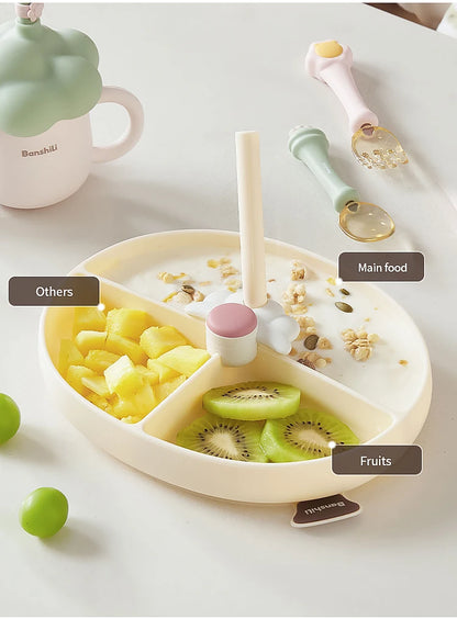 BANSHILI Baby Learning Feeding Cup Kid Feeding Drinkware Straw Bottles Anti-Hot Leakproof Silicone Tableware Toddler Water Bottl