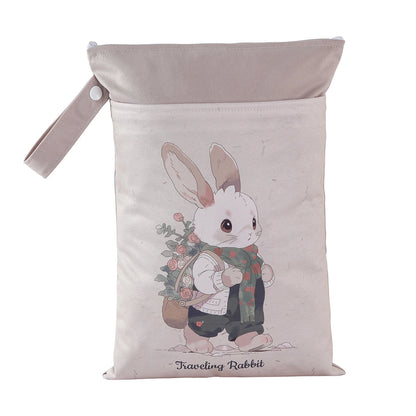 Babyshow 1PC Washable Wet Dry Bag Wetbag for Baby Diapers Nappies Waterproof Reusable Diaper Bag with Two Zippers 25cmx35cm