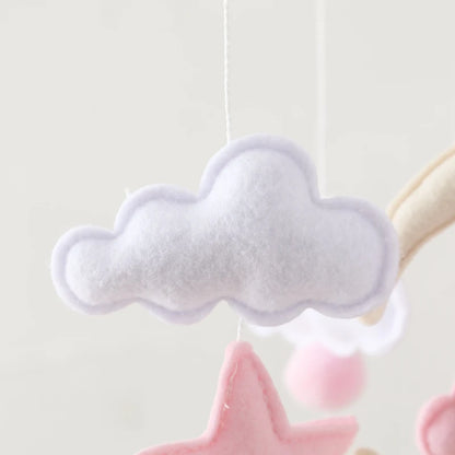 Crib Mobile Baby Wooden Bed Bell Baby Rattles Soft Felt Cartoon Bear Toys Hanger Crib Mobile Bed Bell Wood Toy Bracket Kid Gifts
