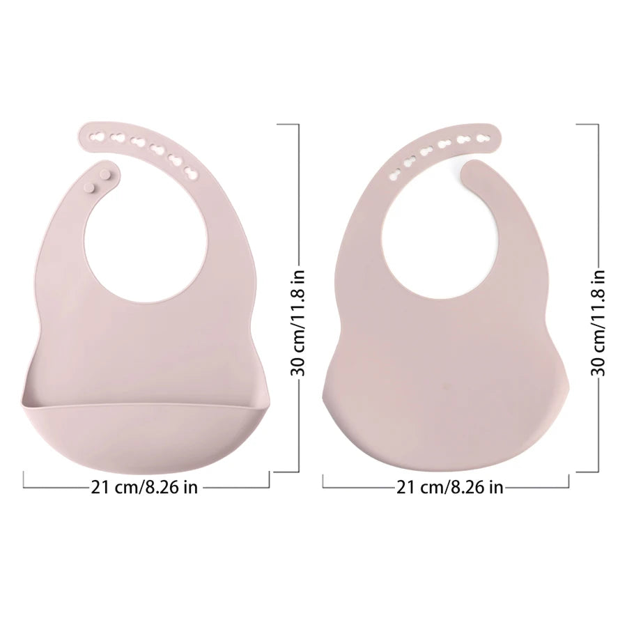 2PCS Toddler Silicone Breastplate Baby Bib Waterproof Solid Color Infant Bibs Newborn Feeding Burp Cloth Drooling Scarf