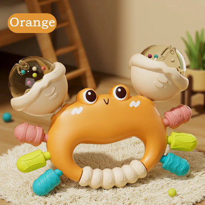 1pc Hand Rattle Portable Sensory Teething Toy Sand Hammer Crab Hand Grip Toys Early Educational Toys for Boys and Girls Gift