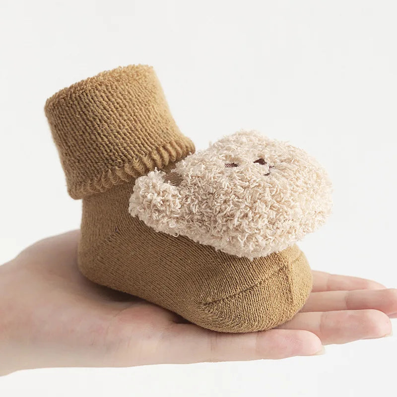 Baby Socks Cotton Thick Warm Cozy Cute Cartoon Bear Infant Girls Boys Non-Slip Floor Socks