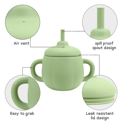 1PCS Baby Silicone Straw Cup BPA Free Portable Storage Snack Container Feeding Cup Kids  Learning Drink Cup Water Bottle
