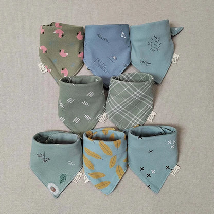 8 Pieces Baby Bibs Bandana Triangle Cotton Soft Infant Feeding Burp Cloth Newborn Teething Slaiva Towel Boy Girl Accessories